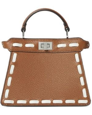 Fendi Peekaboo Iseeu Whipstitch Leather Small Shoulder Bag - Brown