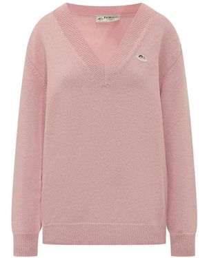 Fiorucci Jersey Con Parche De Ángel Y Cuello En V - Rosa