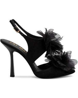 Kat Maconie Sher Flower-Embellishment Sandals - Black