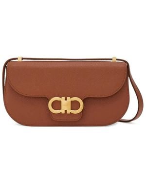Ferragamo Double Gancini Cross Body Bag - Brown