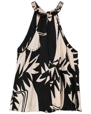 Poupette Flora-Print Halterneck Top - Black
