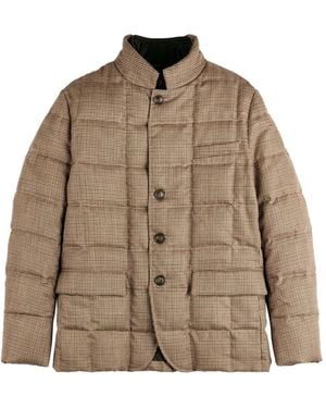 Fay Houndstooth-Pattern Quilted Jacket - Brown