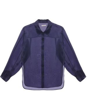 KHAITE Sheer Oversized Shirt - Blue