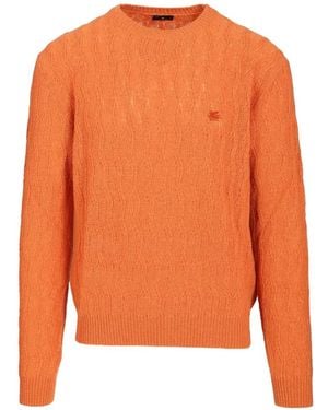Etro Pegaso Cable-Knit Sweater - Orange