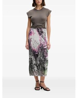 Desigual Vestido Midi Con Estampado Floral - Gris