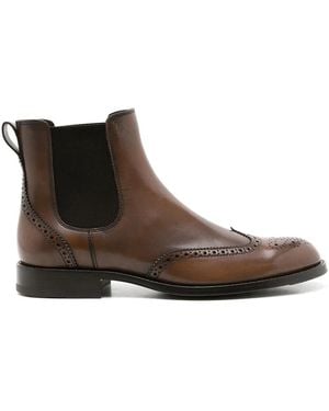 Tod's Perforated Leather Ankle Boots - Brown