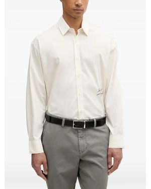 KARL LAGERFELD Logo-Print Button-Down Cotton Shirt - White