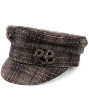 Ruslan Baginskiy Check-Print Logo-Embroidered Baker Boy Hat - Black