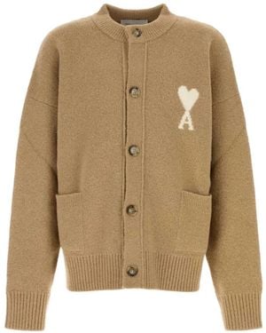 Ami Paris Cardigan Ami De Coeur Girocollo - Neutro