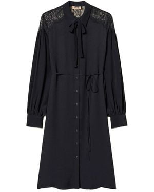 Twinset Lace-Panel Georgette Midi Dress - Blue