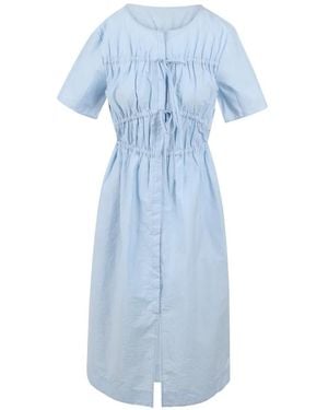 Jovonna London Ruched Tie-Fastening Midi Dress - Blue