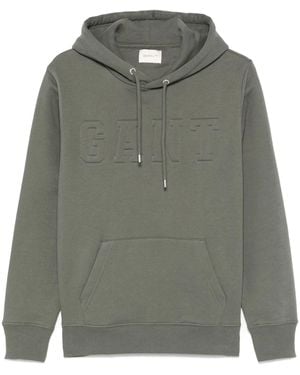 GANT Logo-Embossed Hoodie - Gray