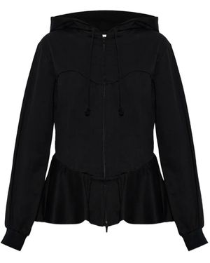 Noir Kei Ninomiya Peplum-Hem Zip-Up Hoodie - Black