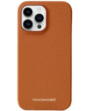 Maison De Sabre Leather Iphone 15 Pro Case - Orange