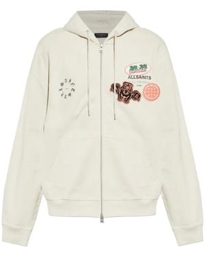AllSaints Patcher Patch-Embellished Zip-Up Hoodie - White