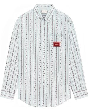 Drole de Monsieur Striped Patch Shirt - White