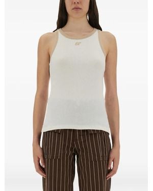 Baum und Pferdgarten Ribbed Trim Top - White