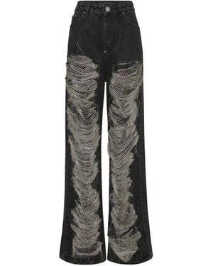 Philipp Plein Mesh Strass Jeans - Gray