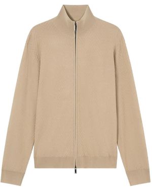 Emporio Armani Chevron-Knit Zip-Up Cardigan - Natural