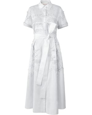 Carolina Herrera Embroidered Midi Shirt Dress - White