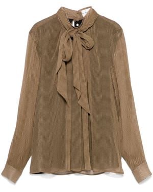 Claudie Pierlot Check Tie-Neck Blouse - Brown