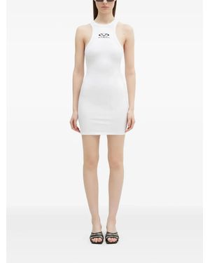 Vetements Logo-Print Mini Dress - White