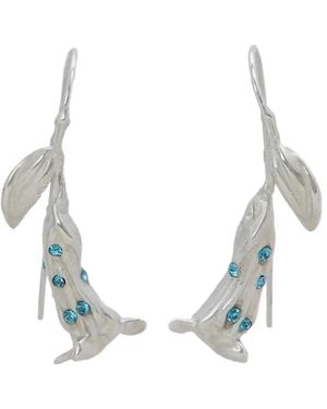 Marni Crystal-Embellished Flower Drop Earrings - White