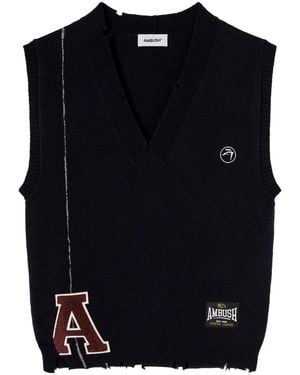 Ambush Raw-Cut Knitted Wool Vest - Blue