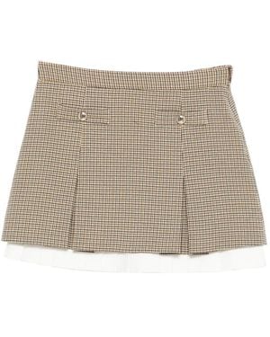 Maje Zip-Fastening Pleated Mini Skirt - Natural