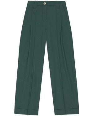 Ganni Pleat-Detail Pants - Green