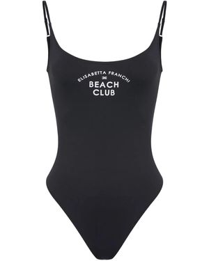 Elisabetta Franchi Logo-Print Swimsuit - Black