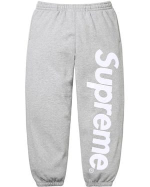 Supreme Logo Appliqué Cotton Track Trousers - Grey