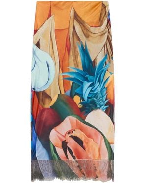 Donde Esteban Salpicon Midi Skirt - Blue