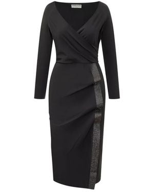 La Petite Robe Di Chiara Boni Glitter-Detail V-Neck Dress - Black