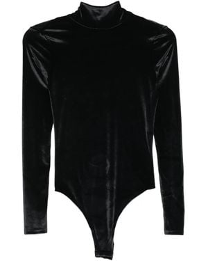 Mugler ハイネック ベルベット ボディスーツ - ブラック