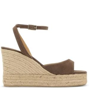 Castañer Balir Suede Brook Wedges - Natural