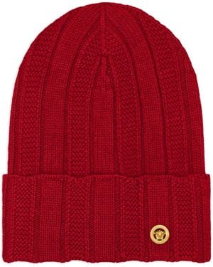 Versace Gorro Medusa de canalé - Rojo