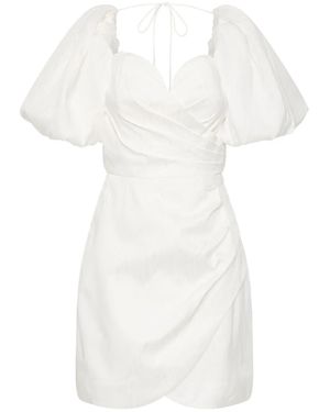 Rebecca Vallance Chene Puff-Sleeved Mini Dress - White