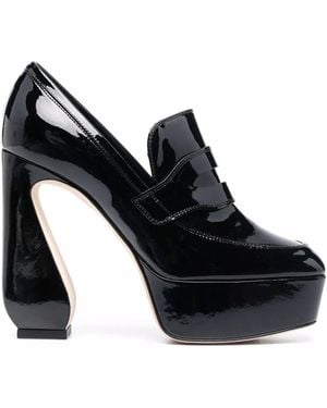 SI ROSSI 85Mm Sculpted Patent-Leather Loafers - Black