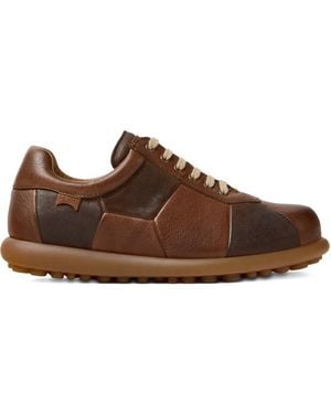 Camper Pelotas Twins Leather Paneled Lace-Up Sneakers - Brown