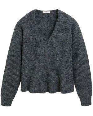 By Malene Birger Cova Ribbed V-Neck Jumper - Grey