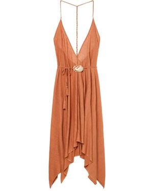 Alanui Mermaid Inside Shell-Detail Belted Maxi Dress - Orange