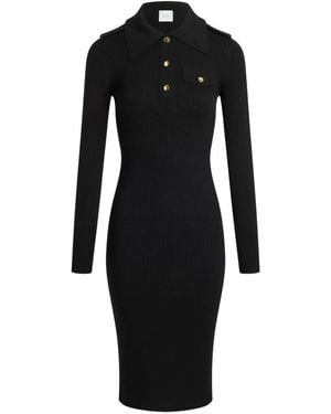 Patou Geripptes Midikleid - Schwarz