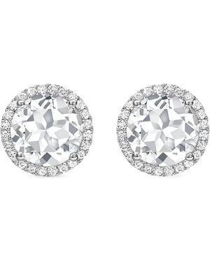 Kiki McDonough 18Kt Grace Diamond And Topaz Stud Earrings - White