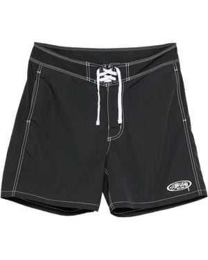 Stussy Contrast-Stitch Logo-Patch Shorts - Black
