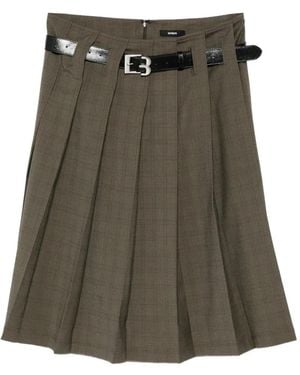 BONBOM Plaid Midi Skirt - Green