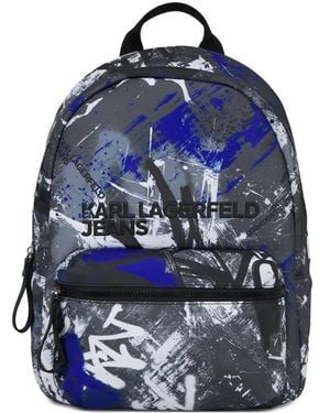 Karl Lagerfeld Graffiti-Print Backpack - Blue