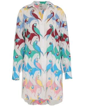 Amir Slama Parrot-Print Cover-Up - White