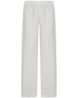 120% Lino Wide-Leg Linen Trousers - White