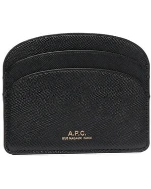 A.P.C. Demi Lune Hammered Leather Cardholder - Black